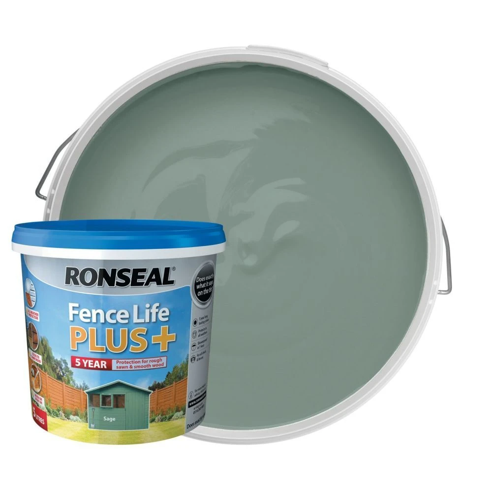 Ronseal 5 Litre Sage Green Fence Life Plus Paint 4 Ronseal 5 Litre Sage Green Fence Life Plus Paint - Image 2