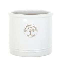 Woodlodge 38cm White / Cream Glazed Heritage Cylinder Pot -Planters Kit Sales 5021346500646 3