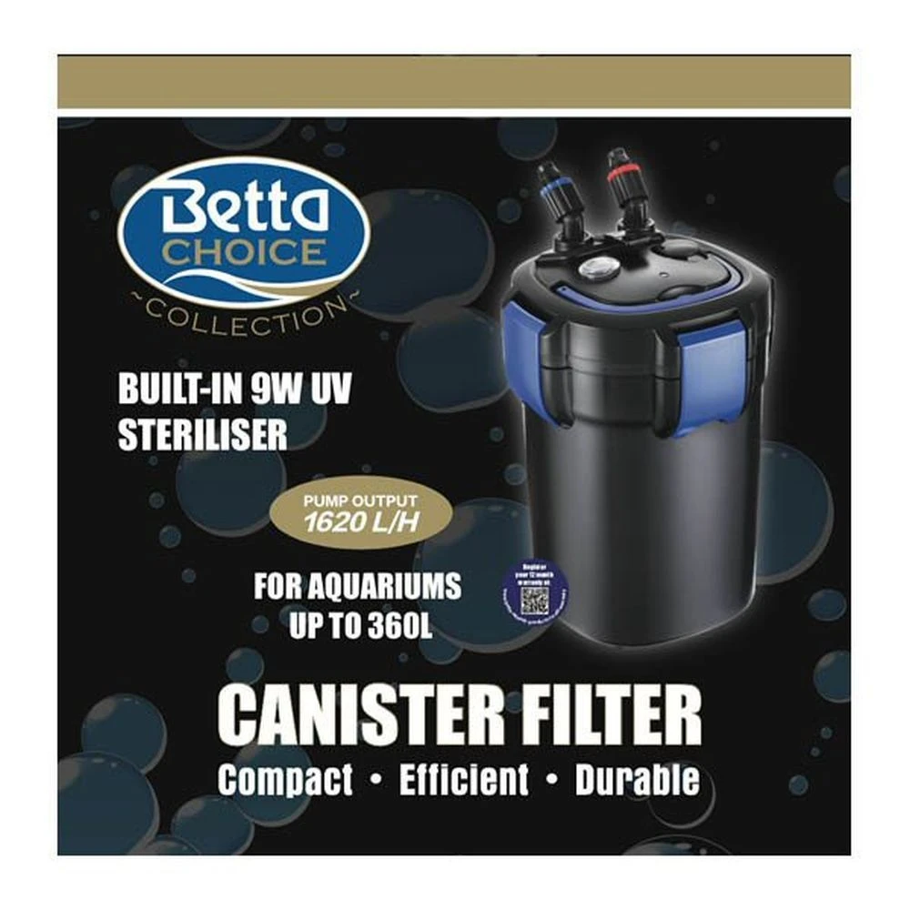 Betta Choice 1620 UV Canister Filter For 360L Aquariums 3 Betta Choice 1620 UV Canister Filter For 360L Aquariums