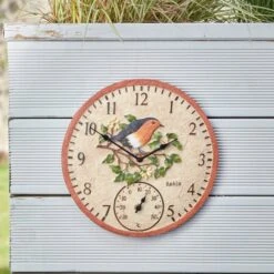 Outside In 12" Robin Wall Clock & Thermometer -Planters Kit Sales 5050642006347 4