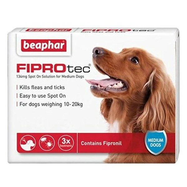 Beaphar Fiprotec Spot On Flea Treatment For Medium Dogs (Pack Of 3) 3 Beaphar Fiprotec Spot On Flea Treatment For Medium Dogs (Pack Of 3)