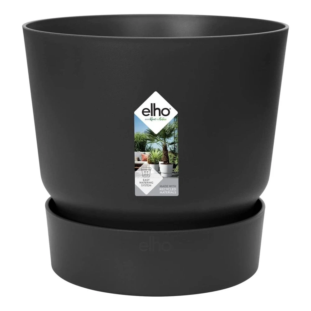 Elho 30cm Living Black Greenville Round Planter 3 Elho 30cm Living Black Greenville Round Planter