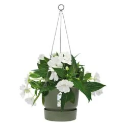 Elho 24cm Leaf Green Greenville Hanging Basket Planter -Planters Kit Sales 8711904332440 2