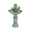 Lumineo 67cm Green Ceramic Two-Tier Bird Basin Water Fountain -Planters Kit Sales 8720093393330